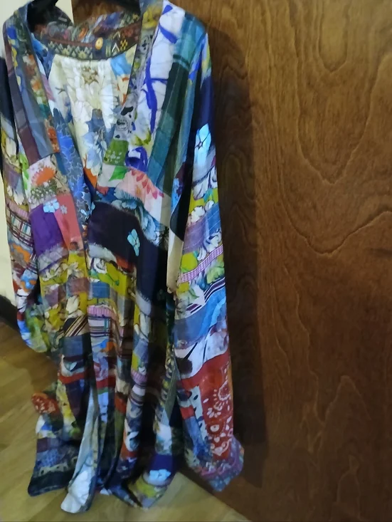 gorgous multi-coloured floral reversible silk duster - Picture 4 of 10